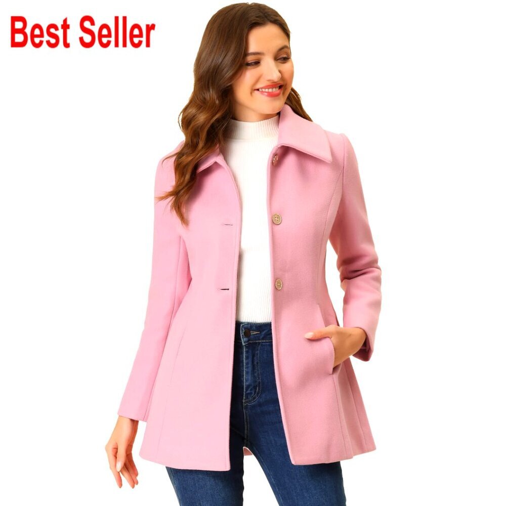 Vintage Winter Overcoat Single Breasted Turn-Down Collar Elegant Dress Coat